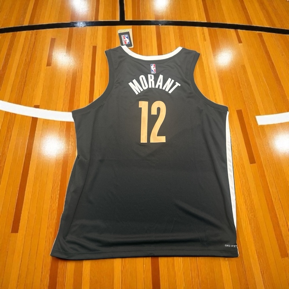 Memphis Grizzlies Dri Fit #12 Morant XXL Black and Gold Basketball Jersey